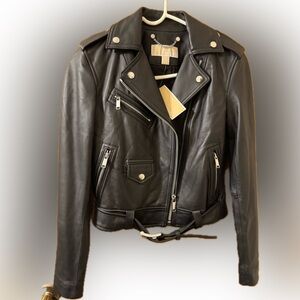 NWT Michael Kors Women’s XS Black Leather Moto Biker Jacket